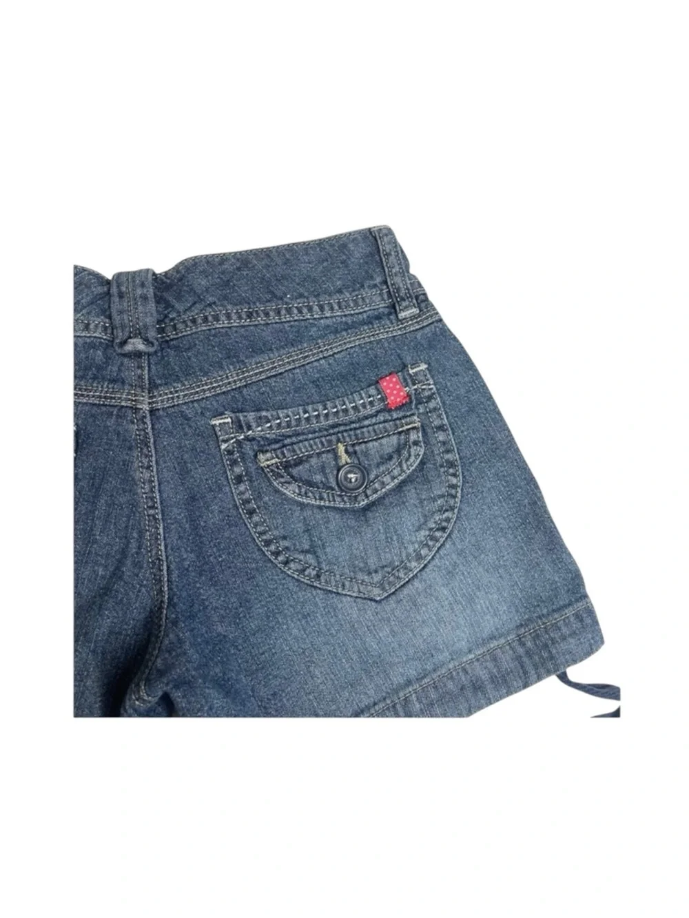 Y2K: Union Bay ★ Girl’s Cargo Pocket Tie Denim Shorts ★ Medium Blue ★ 10 23 XXS